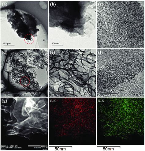 Typical Tem And Hrtem Images Of The A C Gcn B And D F Gcn Cla G