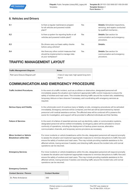 Traffic Management Plan template: Free sample/example