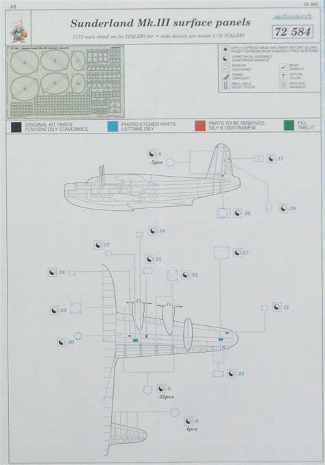 Short Sunderland Mk III surface panels für Italeri Eduard 1 72