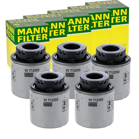 5x MANN FILTER W 712 93 ÖLFILTER MIT ZWEI RÜCKLAUFSPERRVENTILEN