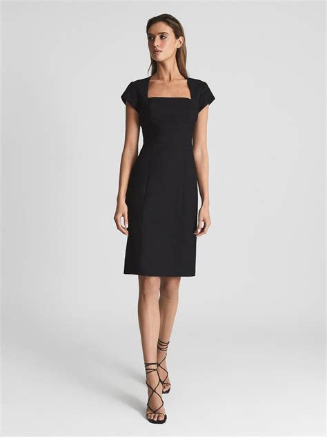 Petite Tailored Dress In Black Reiss