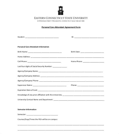 Personal Care Agreement Template