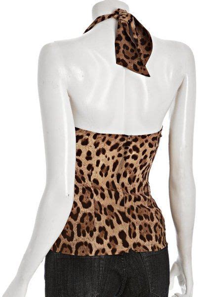 Brown Blouses Dolce And Gabbana Brown Leopard Silk Halter Blouse In