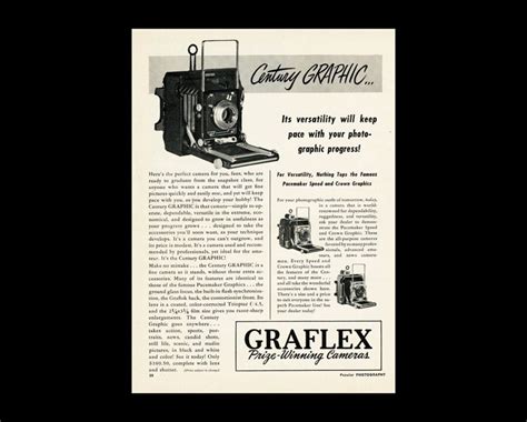 1951 Graflex Century Graphic Camera Original Magazine Ad Etsy