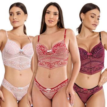 Kit Conjunto Lingerie Cropped Sexy Renda Bicolor Bojo Altie Conjunto De Lingerie