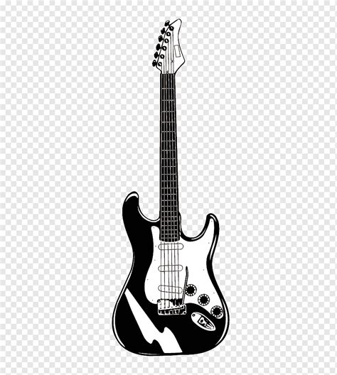 черно-белая иллюстрация электрогитары, силуэт гитары Gibson Flying V ...