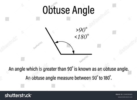 obtuse angle geometry mathematics symbol educaional stock vector