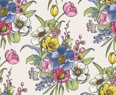 Premium Vector Vector Seamless Pattern With Bouquets Of Spring