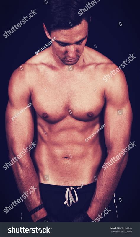 Portrait Handsome Nude Man Over Dark Stock Photo 297466637 Shutterstock