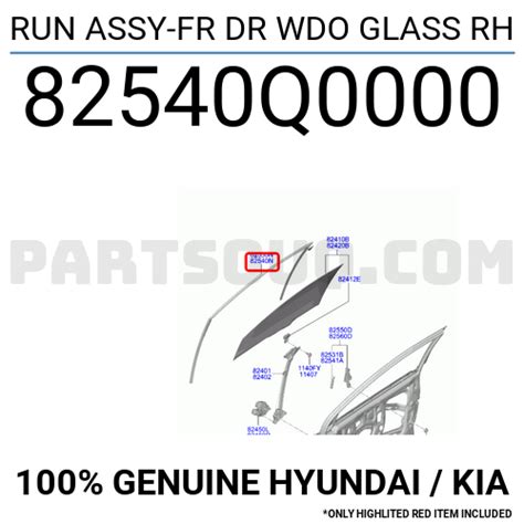 RUN ASSY FR DR WDO GLASS RH 82540Q0000 Hyundai KIA Parts PartSouq