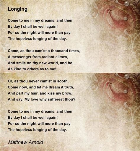 Longing - Longing Poem by Matthew Arnold