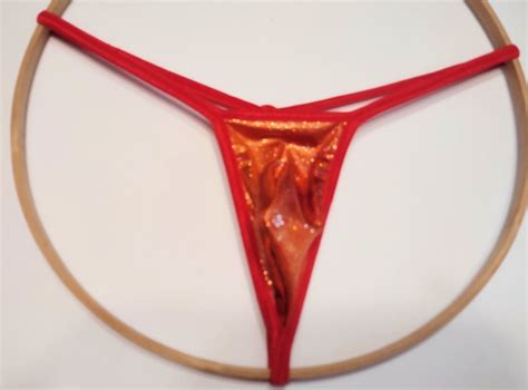 Men S Micro G String Thong Bikini Beach Tanning Underwear Metallic Burn Orange Ebay