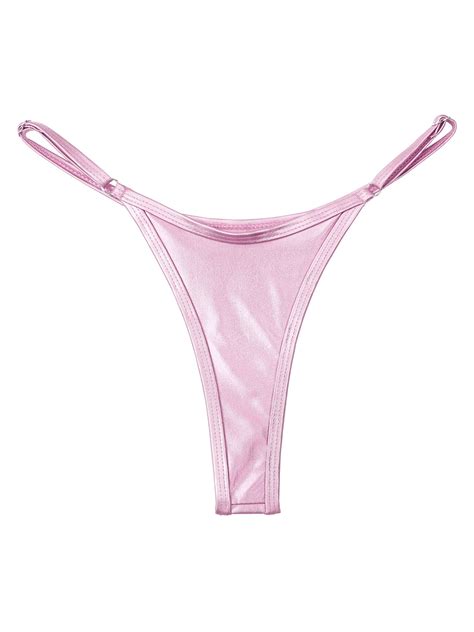 Yizyif Womens Brazilian Panties Metallic Micro G String Thong Lingerie Pink A L Walmart