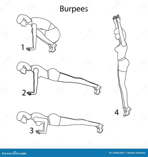 Burpees Exercise Silhouette Vector Illustration Cartoondealer