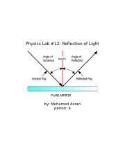 Physics Lab Reflection Of Light Docx Physics Lab Reflection