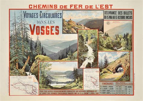 Affiche Ancienne Chemins De Fer De L Est Voyages Circulaires Dans