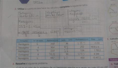 utiliza la cuadrícula para hacer los cálculos y completa la siguiente