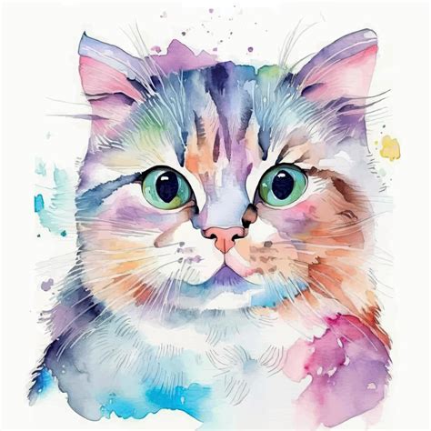 Watercolor Cute Cat 20375851 Vector Art At Vecteezy