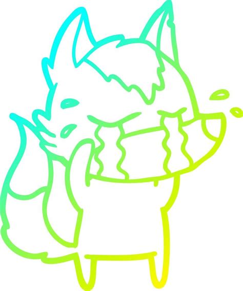 Ligne De Gradient Froid Dessin Dessin Animé Loup Qui Pleure 11941589