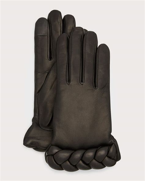 agnelle edith braided leather gloves black editorialist