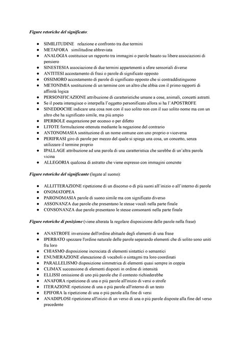 Tipologia Di Figure Retoriche Figure Retoriche Del Significato