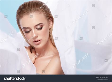 Cute Blonde Girl White Background Wearing Stock Photo 1320483470 Shutterstock