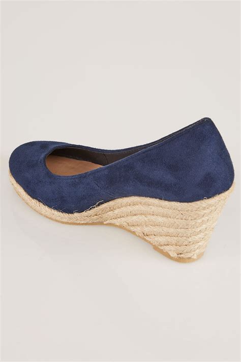 Navy Espadrille Wedges In Eee Fit