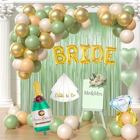 Amazon Sage Green Bridal Shower Decorations Sage Sand Gold Nude Balloons Fringe Curtains
