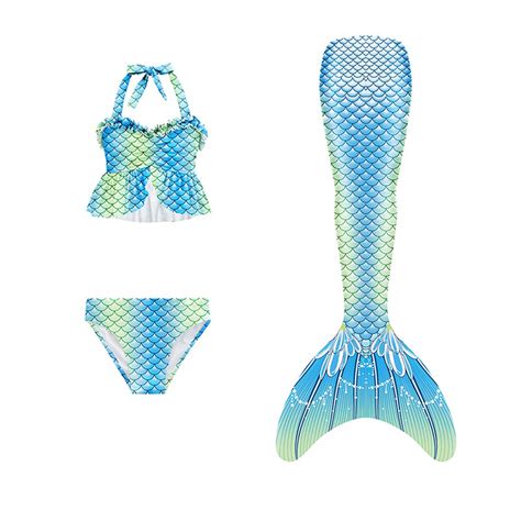 Hiijoy Big Girl S Bikini Tail Swimsuit Fish Scale Print Bathing Suit 3 Piece Walmart