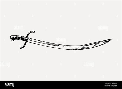 Sabre Sword Drawing Vintage Weapon Illustration Vector Stock Vector