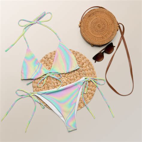 Iridescent Style Women S String Bikini Plus Size Swimwear Women S Swimwear Lux Pink Blue
