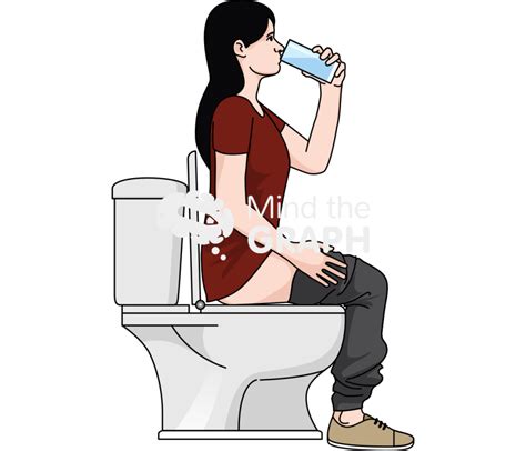 Woman Seated Toilet While Taking Glass Water Lateral