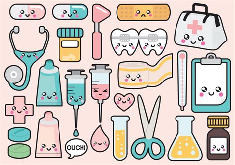 Premium Vector Clipart Kawaii Doctor Clipart Kawaii Clip Art Set High