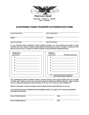 Fillable Online Electronic Funds Transfer Authorization Form Pdf