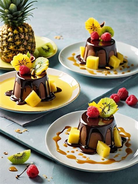 Decadent Dark Chocolate Mousse With Hazelnut Praline And Tropical Fruit