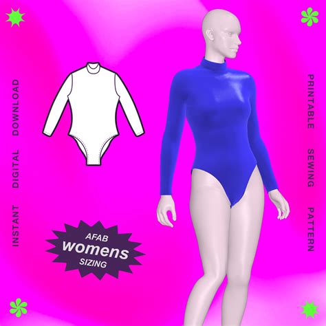 Womens Leotard Sewing Pattern Sizes Xs Xxl Pdf Long Sleeve Standard