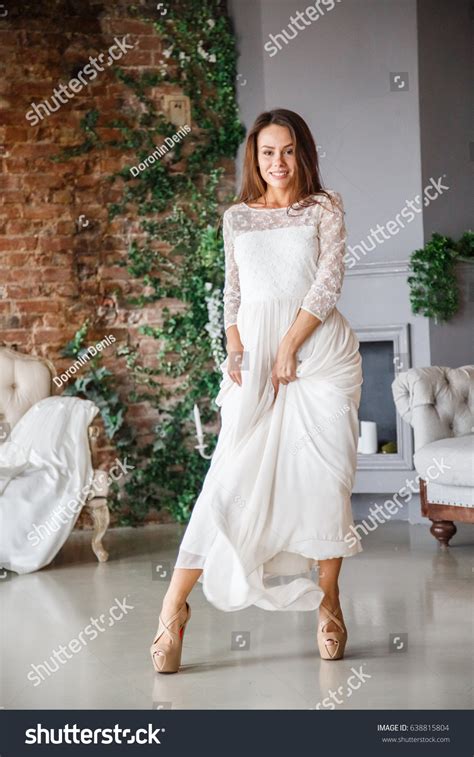 Beautiful Girl Sexy Brunette Dress Posing Stock Photo Shutterstock