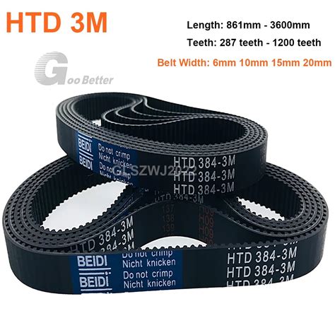 Htd 3m Rubber Timing Belt Length 861mm 3600mm Width 6 10 15 20mm Closed Loop Synchronous