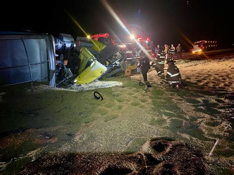 Rescue crews respond to a semi rollover accident in Fayette Co.