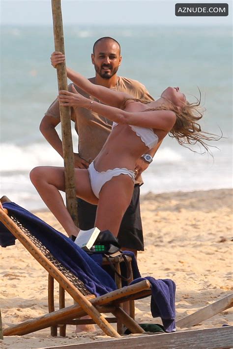 Elsa Hosk Wearing A Hot White Bikini At The Beach In Brazil AZNude