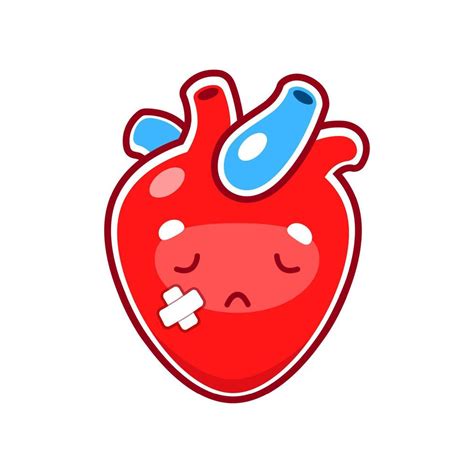 Cartoon Unhappy Sick Or Injured Heart Character 17610654 Vector Art At