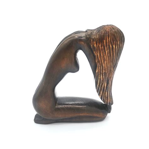 Hand Carved Wood Sculpture Awakening Boho Art Valentine S Gift Idea Nude Woman Statue MADE TO