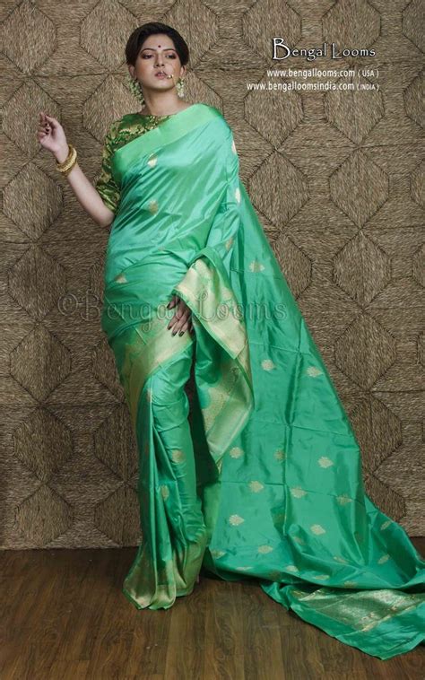 Pure Katan Silk Banarasi Saree In Sea Green And Gold Saree Silk