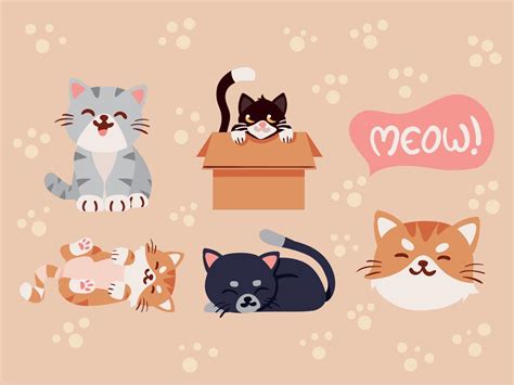 Set Of Cute Cats 11211268 Vector Art At Vecteezy