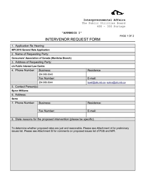 Fillable Online Intervenor Request Form Fax Email Print Pdffiller