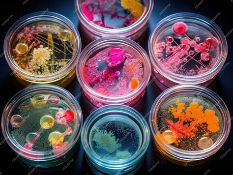Cultura De Bacterias - Coloração de bactérias Cultura em uma placa de Petri Microrganismos ...