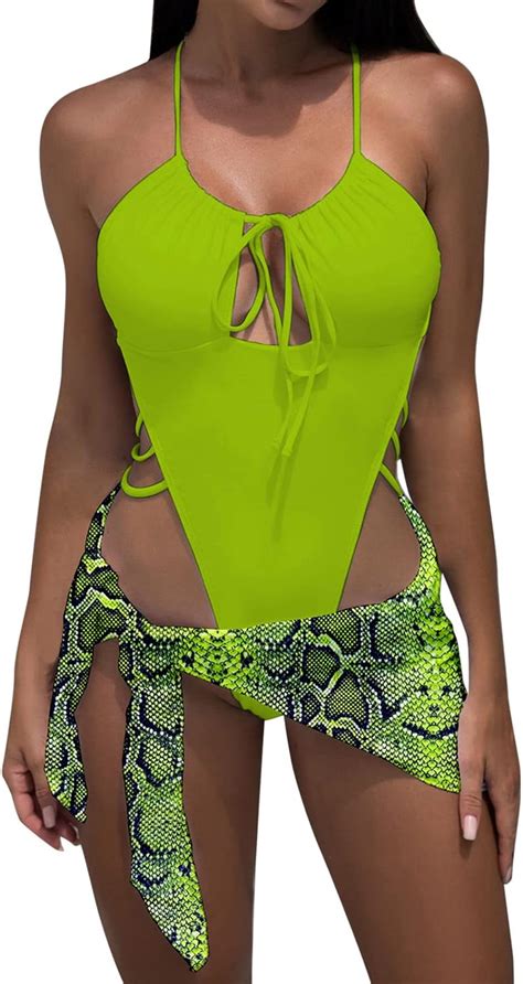 Damen Badeanzug Sexy Bikini Zweiteiliger Badeanzug Bikini Neon Gelb Amazon De Fashion