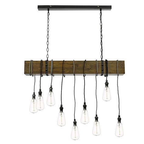 9 Light Vintage Wooden Beam Ceiling Pendant Wood From Litecraft