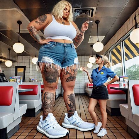 Thicc Trashy Giantess in a Waffle House by dvntartlvr13 on DeviantArt