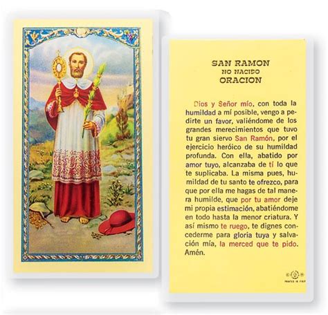 Oracion A San Ramon Nonato Laminated Spanish Prayer Cards Pack